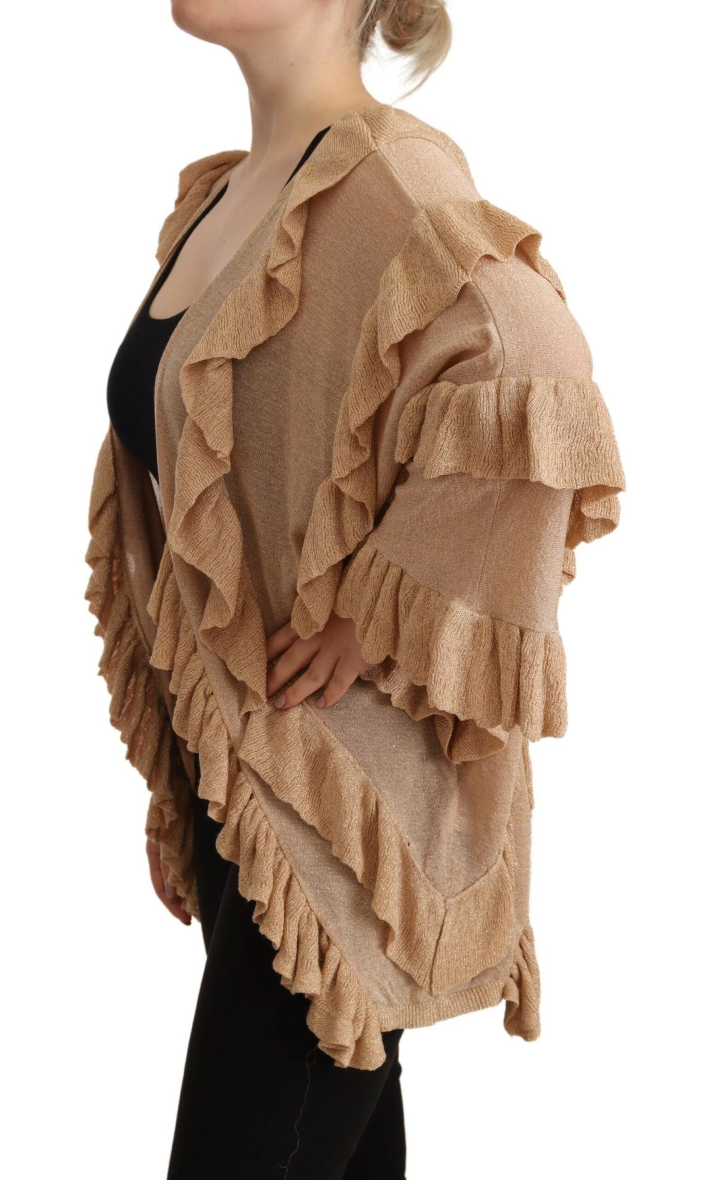 Aniye By Chic beige cardigan with long sleeves and open front