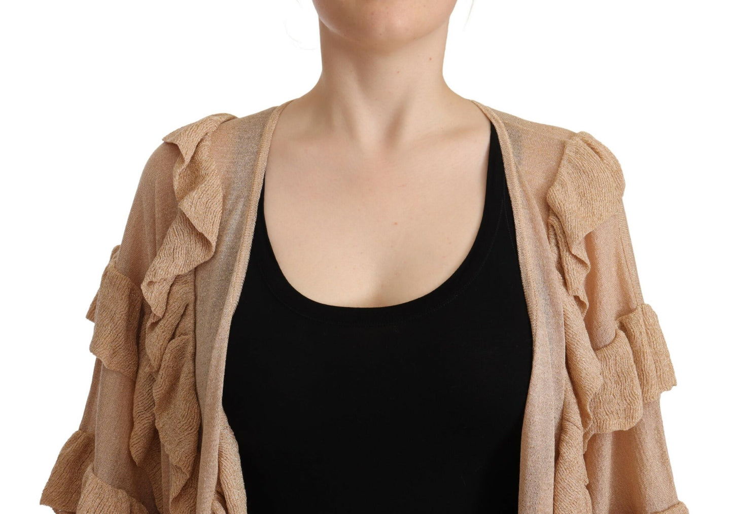 Aniye By Chic beige cardigan with long sleeves and open front