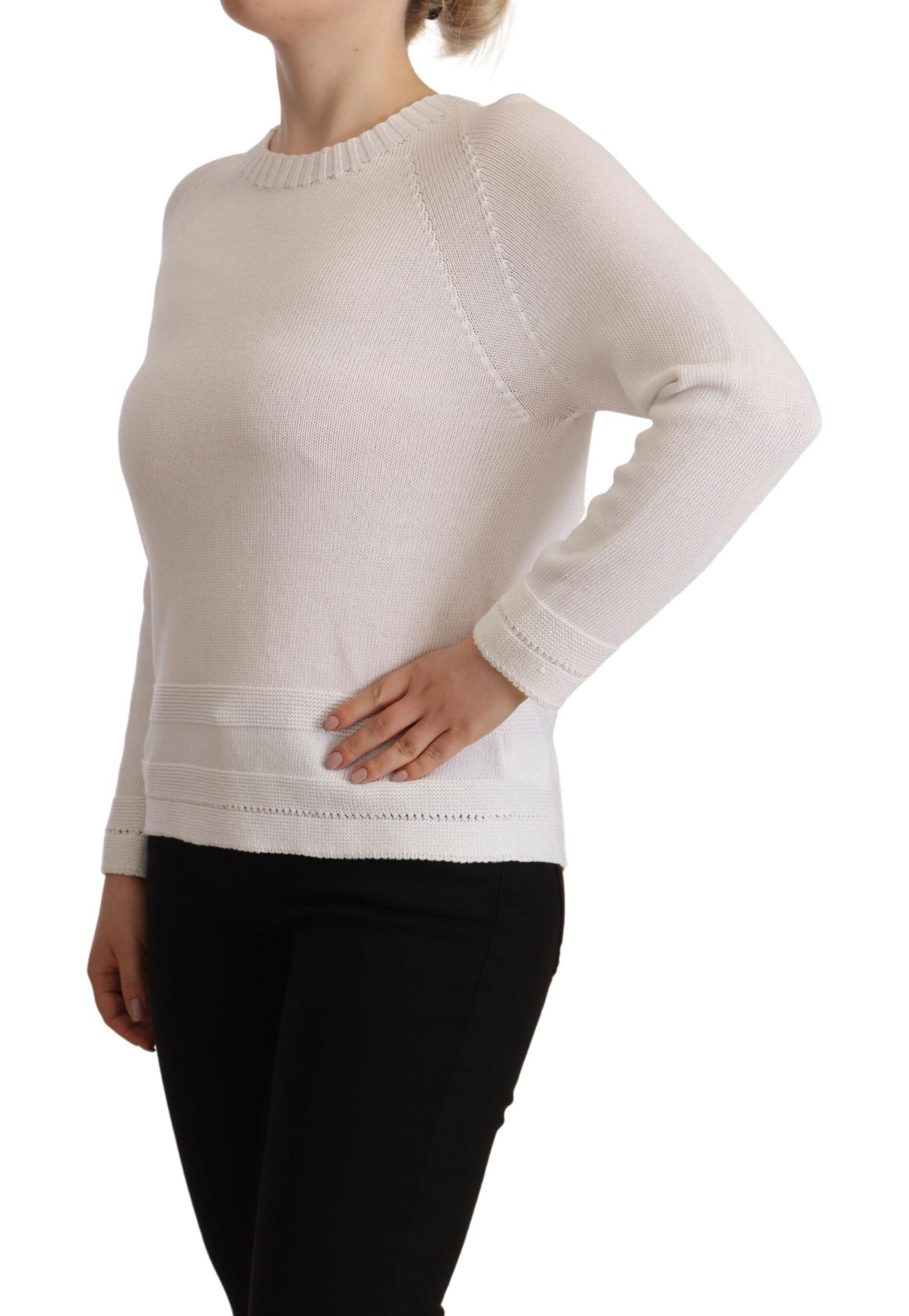 Alpha Studio Elegant white cotton sweater