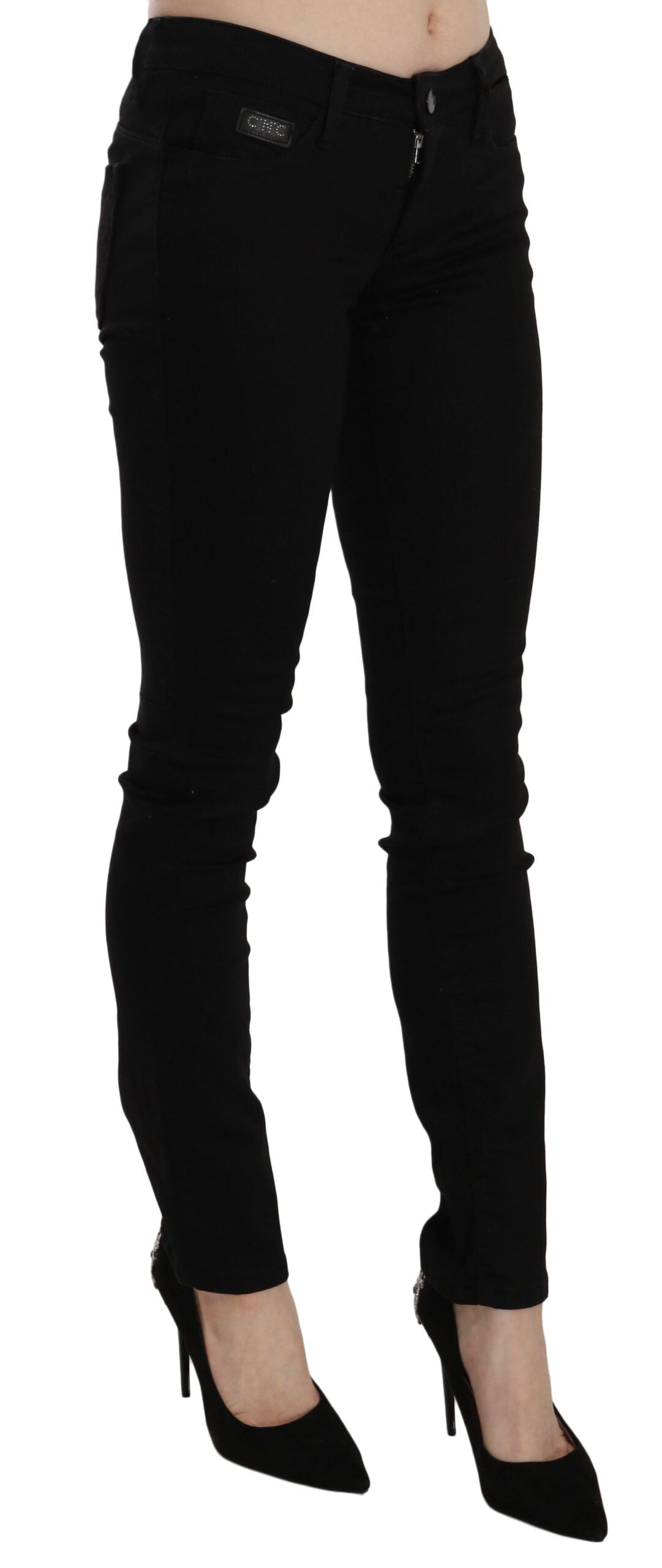 Costume National Elegante schwarze Slim Fit Jeans mit mittlerer Taille