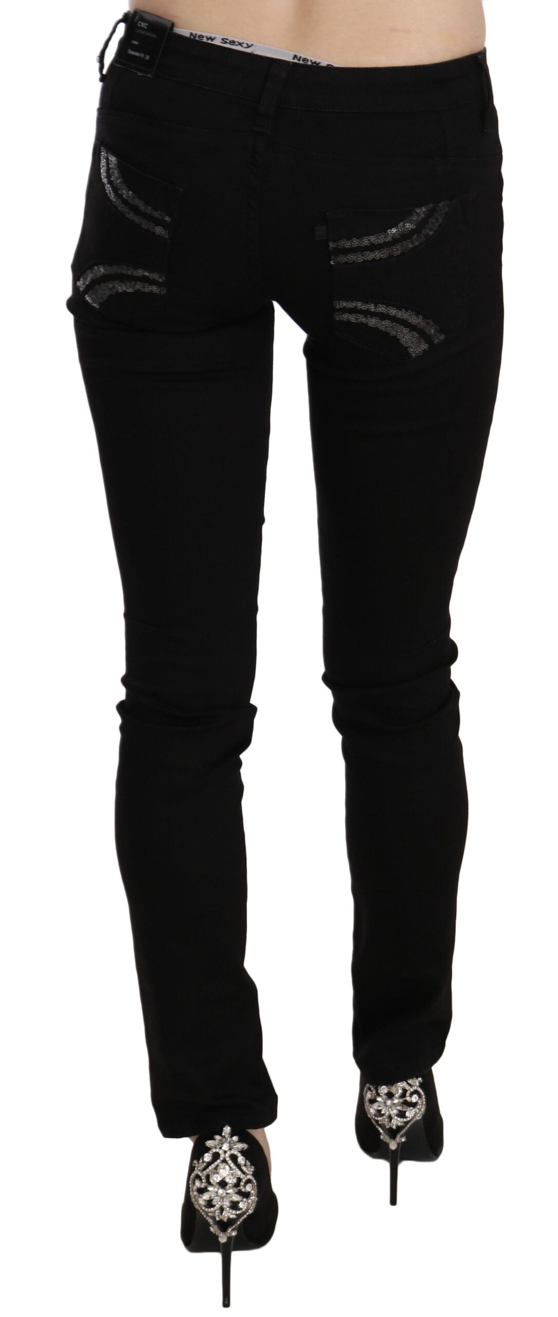 Costume National Elegante schwarze Slim Fit Jeans mit mittlerer Taille