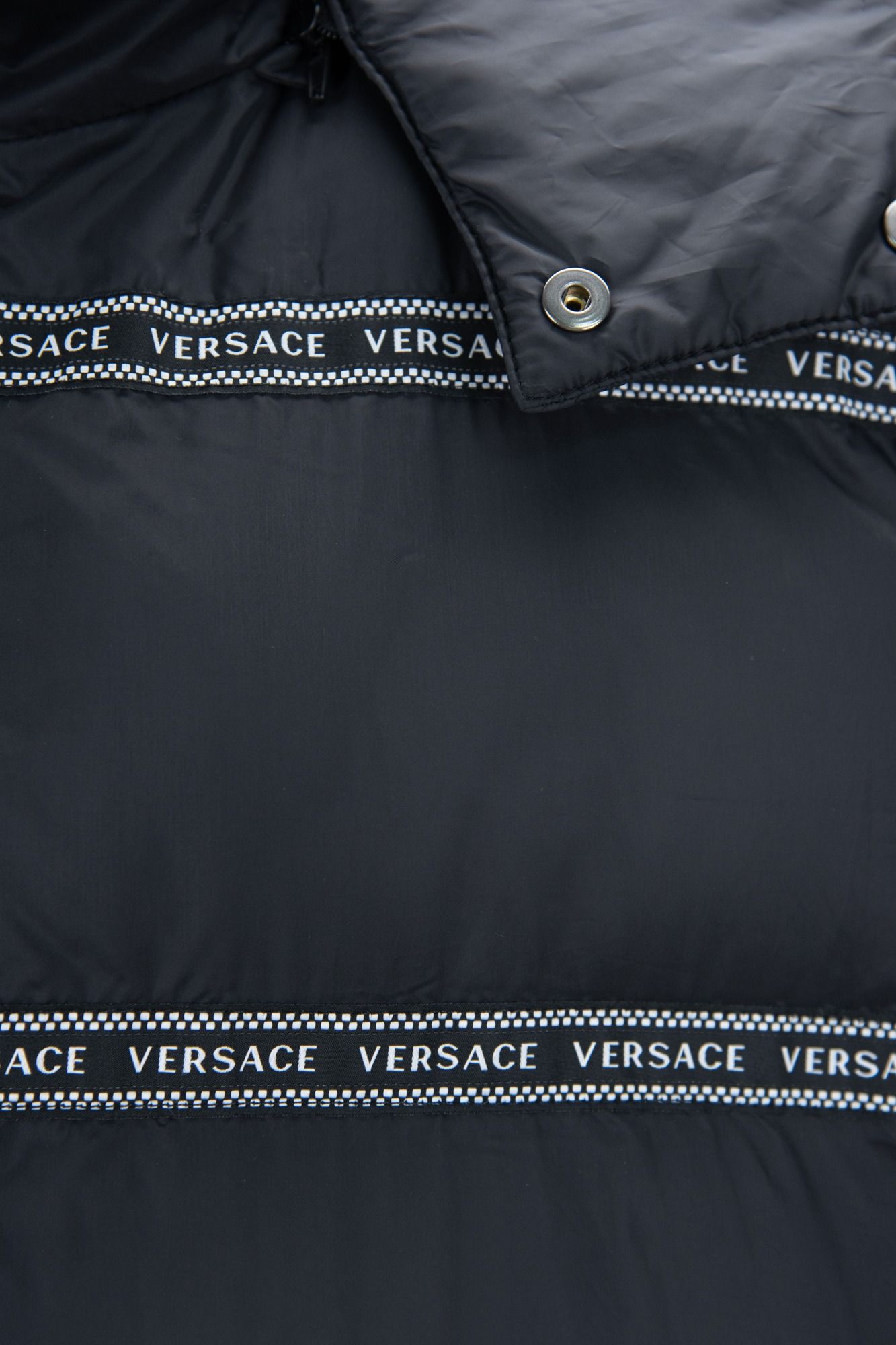 Versace Elegant black logo band vest with detachable hood