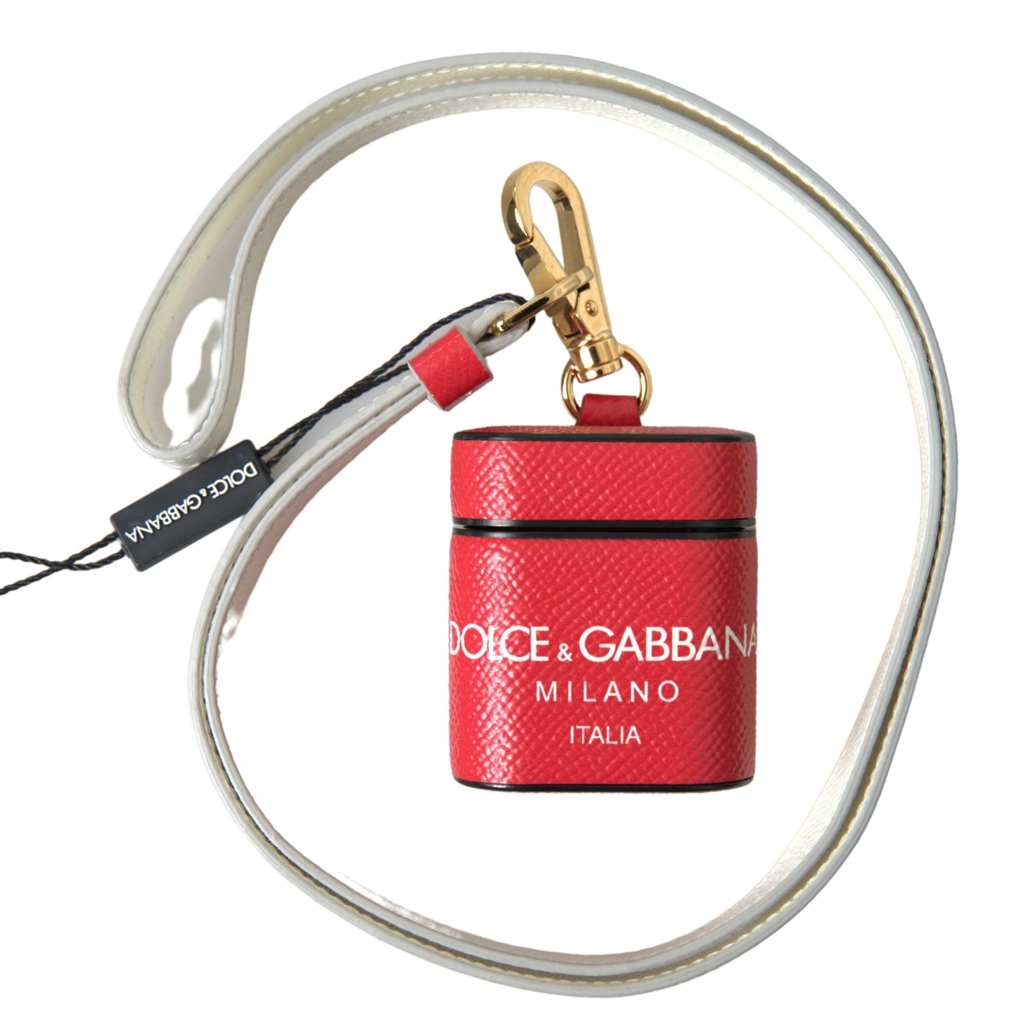 Dolce & Gabbana Elegantes Airpods-Etui aus rotem Leder