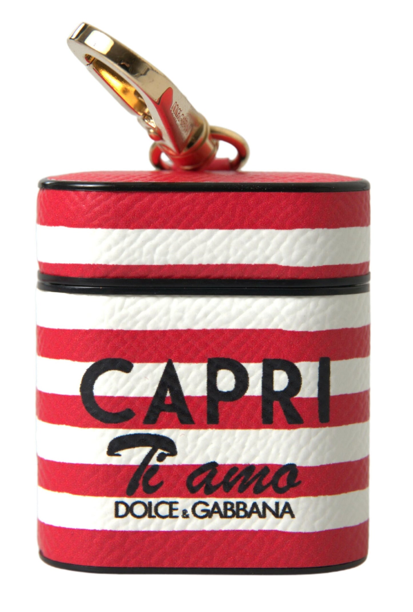 Dolce & Gabbana Elegantes Airpods-Etui aus rotem Leder