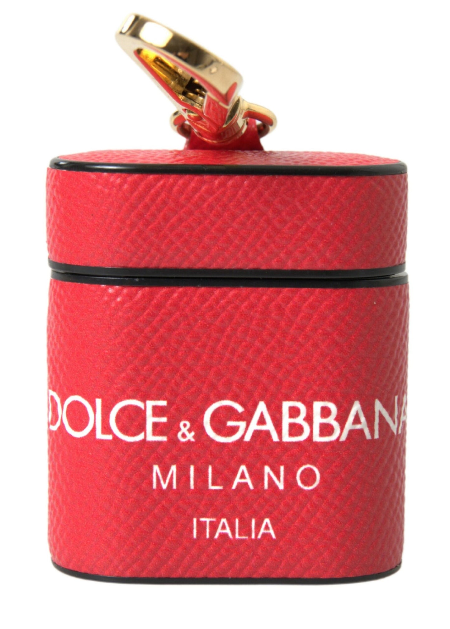 Dolce & Gabbana Elegantes Airpods-Etui aus rotem Kalbsleder