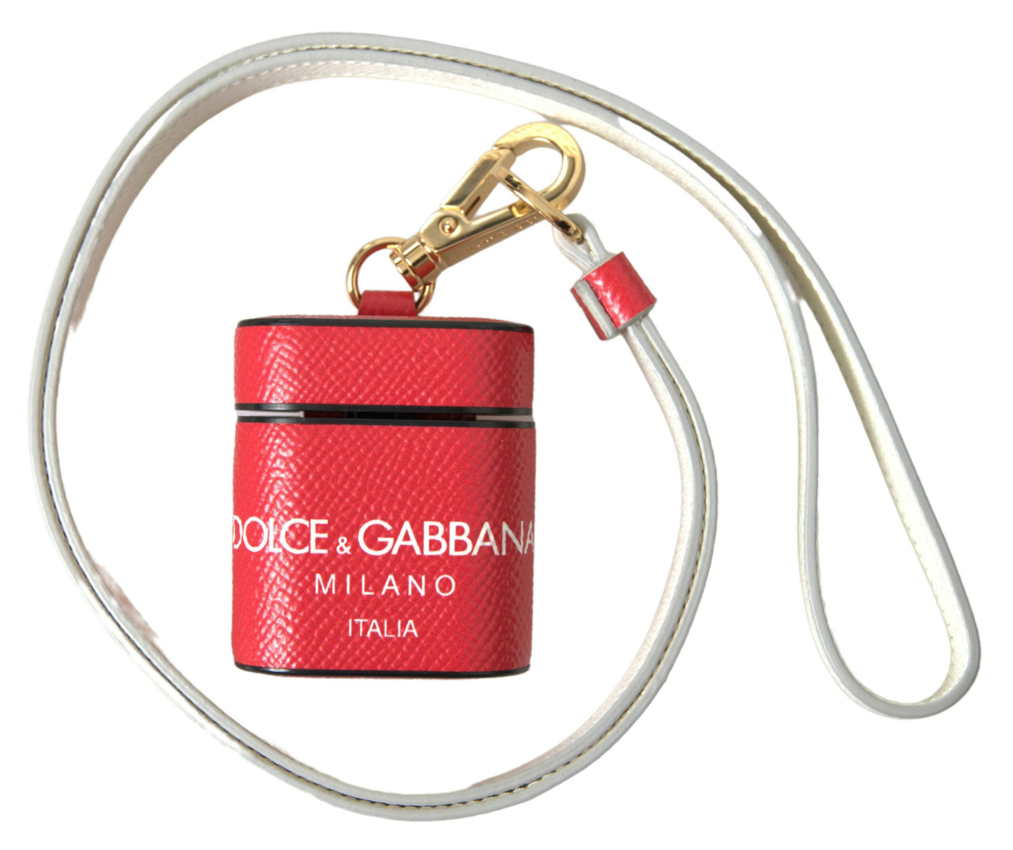 Dolce & Gabbana Elegantes Airpods-Etui aus rotem Kalbsleder