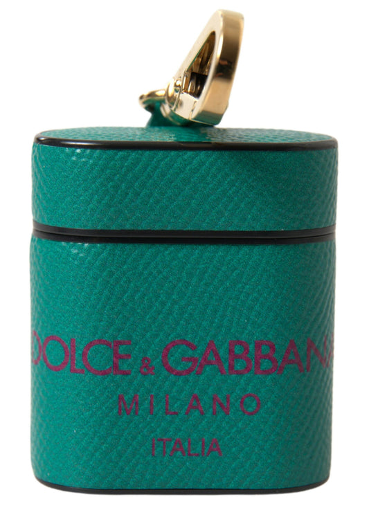 Dolce &amp; Gabbana Elegant Airpods case in green and maroon leather