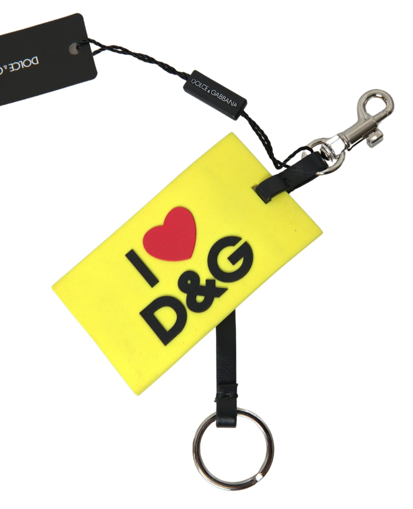 Dolce &amp; Gabbana Chic yellow keychain with logo hardware