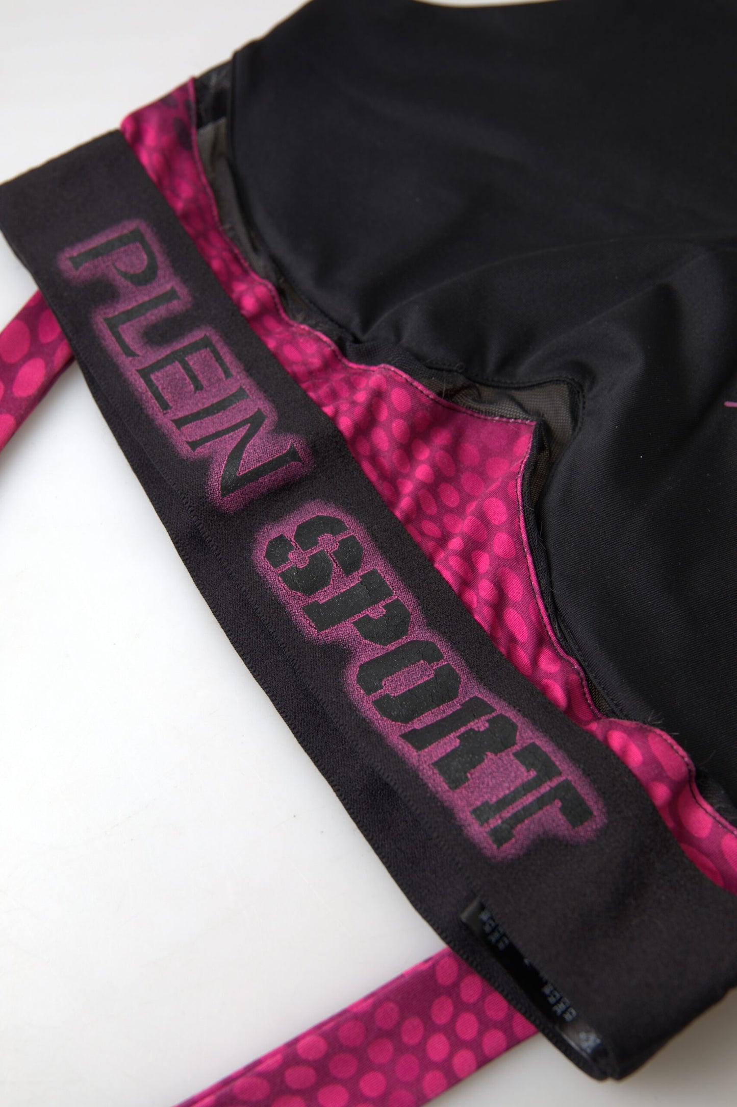 Plein Sport Simple black sports bra with fuchsia accent