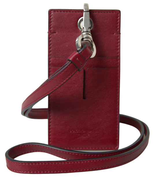 Dolce & Gabbana Eleganter roter Leder-Kartenhalter mit Lanyard