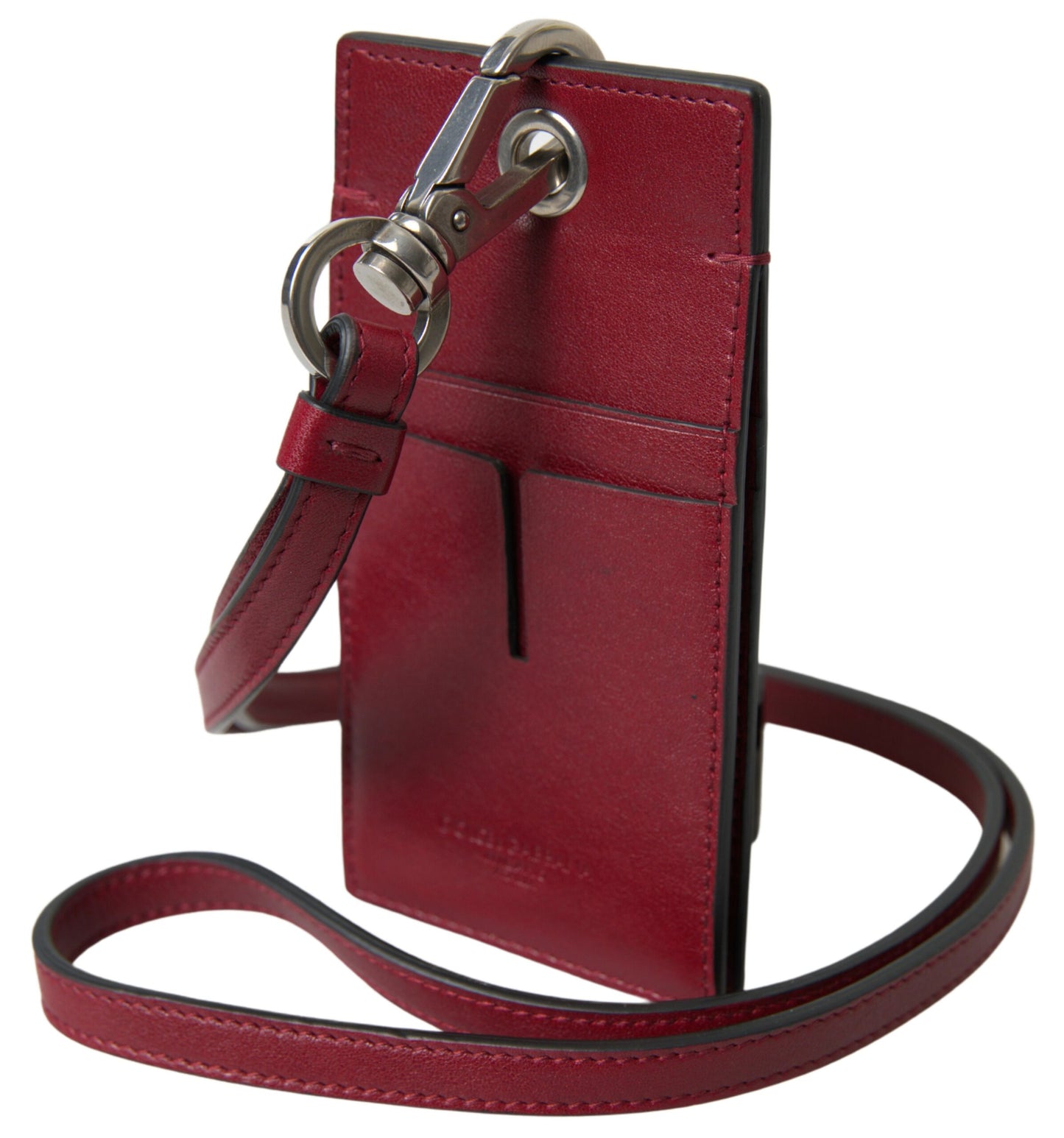 Dolce & Gabbana Eleganter roter Leder-Kartenhalter mit Lanyard