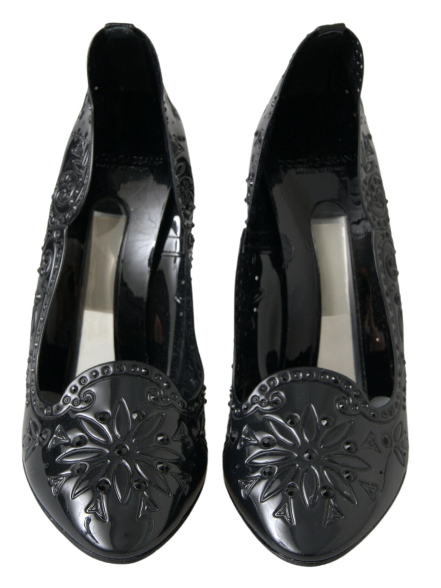 Dolce &amp; Gabbana Elegant Black Crystal Cinderella Pumps