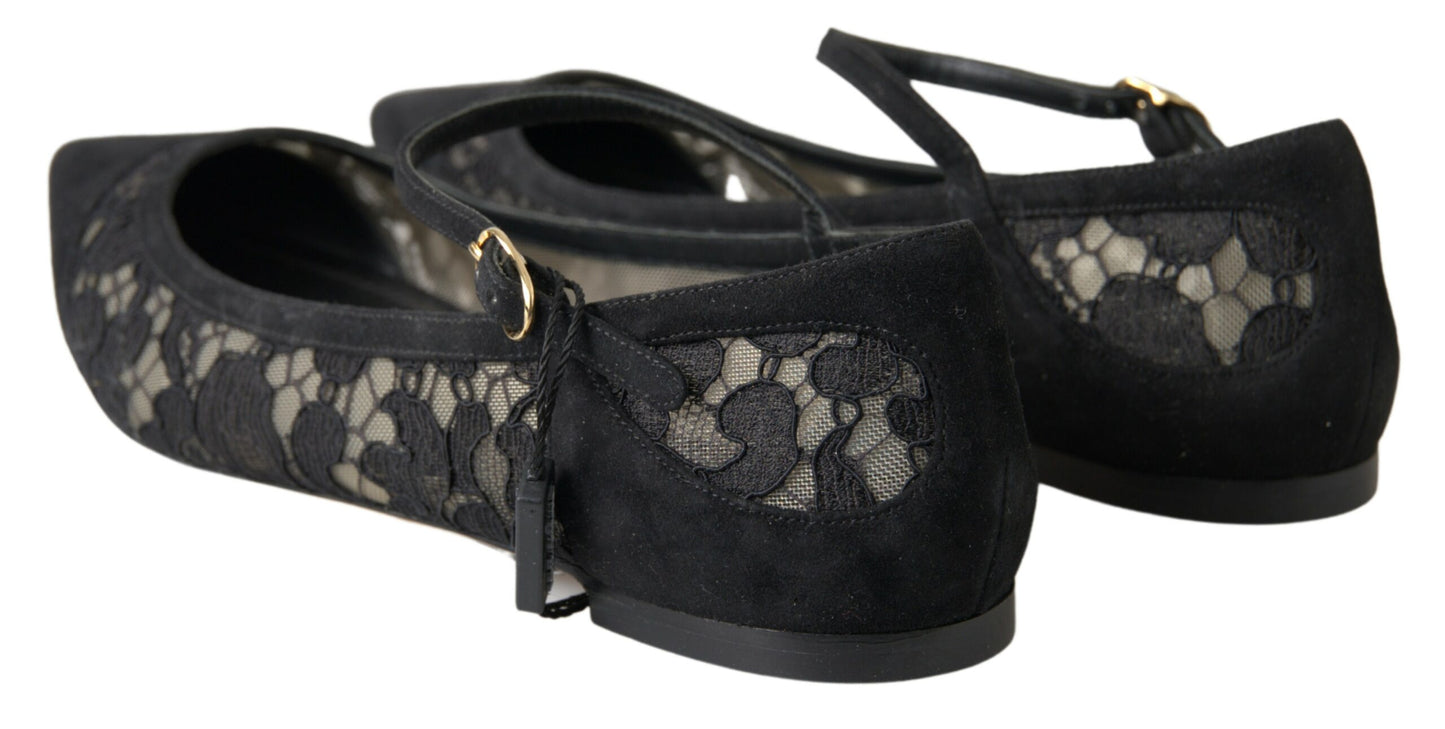 Dolce &amp; Gabbana Elegant Black Lace Flats