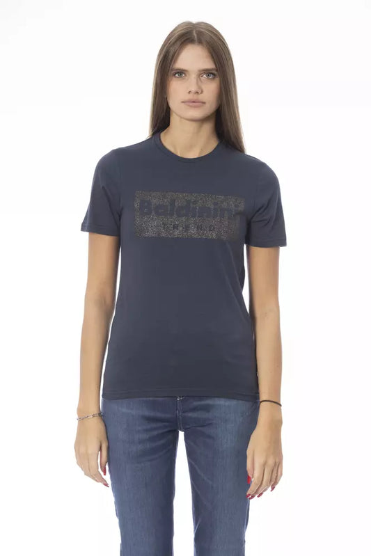 Baldinini Trend T-Shirt aus blauer Baumwolle für Frauen