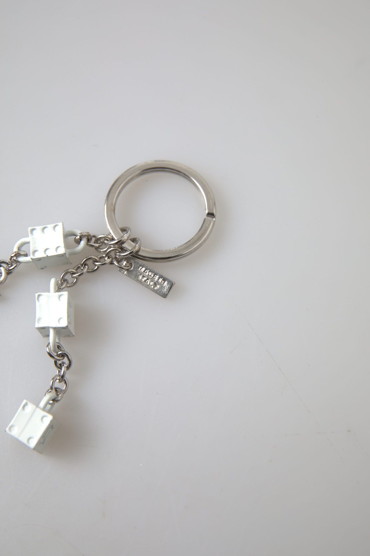 Dolce &amp; Gabbana Silver Brass Logo Charm Keychain