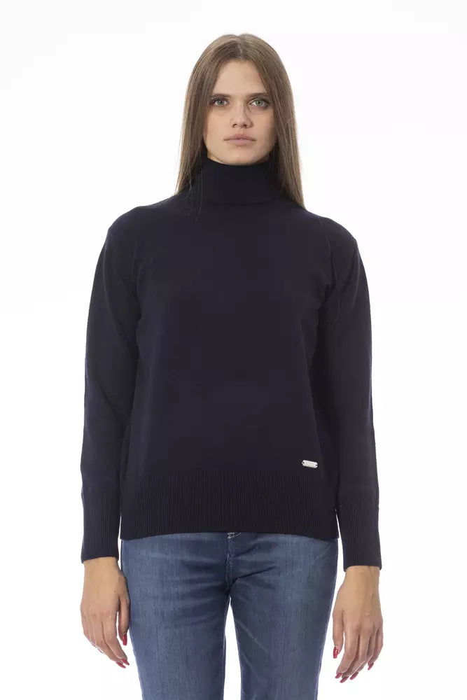 Baldinini Trend Blauer Pullover aus Wolle für Frauen