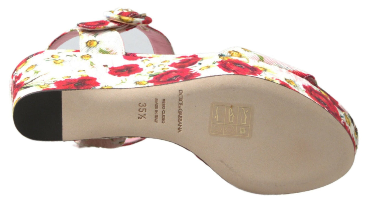 Dolce &amp; Gabbana Floral Wedge Sandals with Ankle Strap