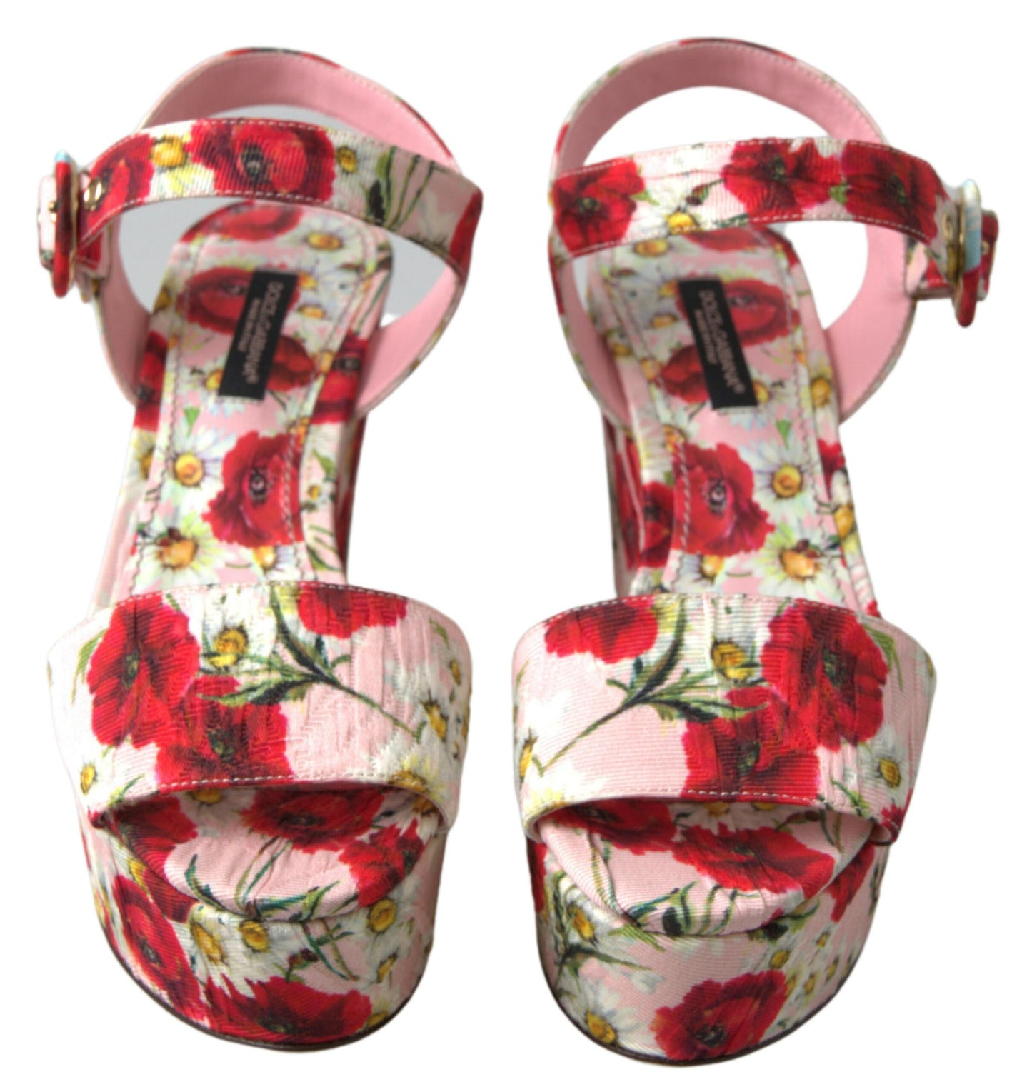 Dolce &amp; Gabbana Floral Wedge Sandals with Ankle Strap