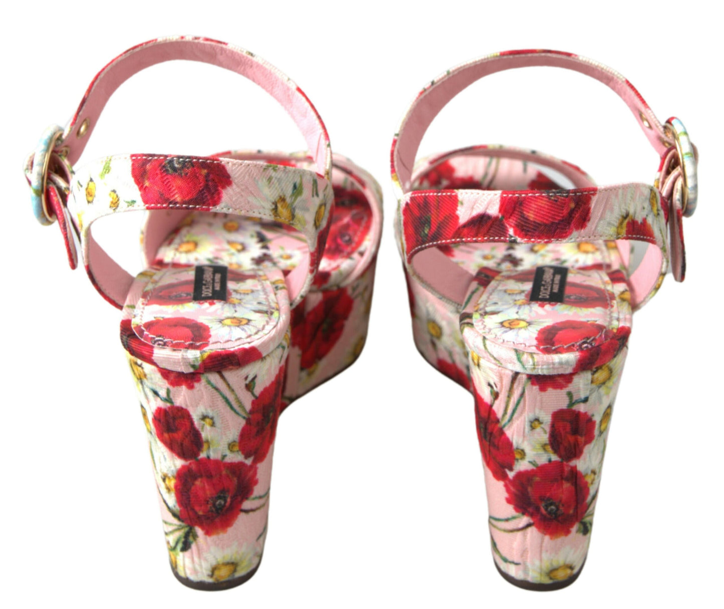 Dolce &amp; Gabbana Floral Wedge Sandals with Ankle Strap