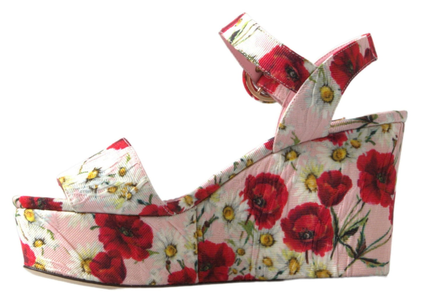 Dolce &amp; Gabbana Floral Wedge Sandals with Ankle Strap