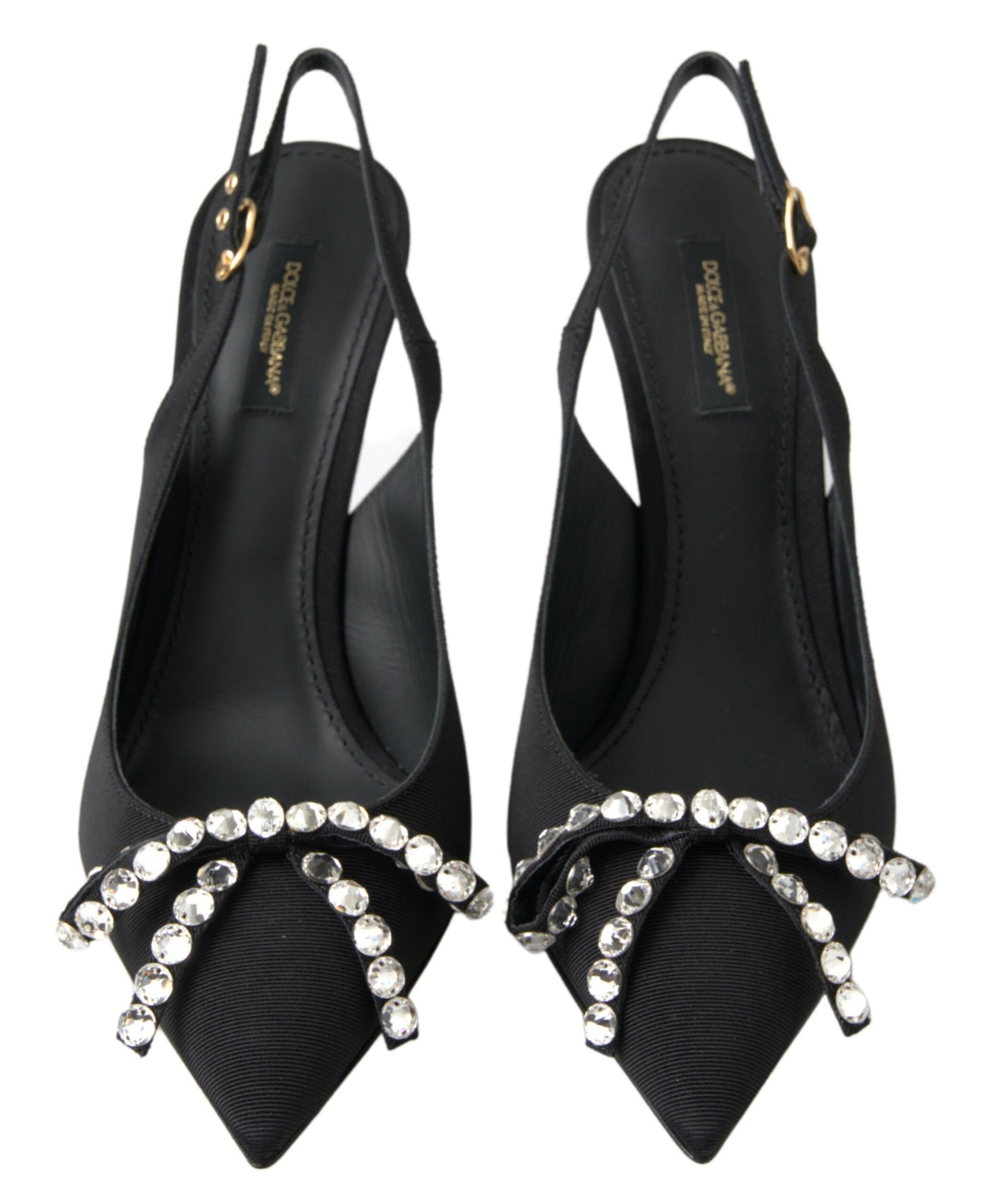 Dolce &amp; Gabbana Embellished Black Slingback Heels Pumps