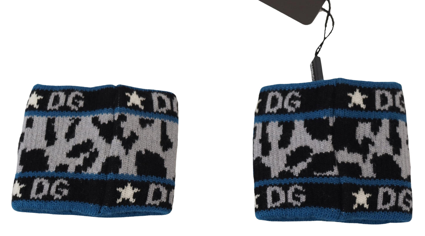 Dolce & Gabbana Exklusive blaue Handgelenkstücher aus einer Kaschmir-Wollmischung