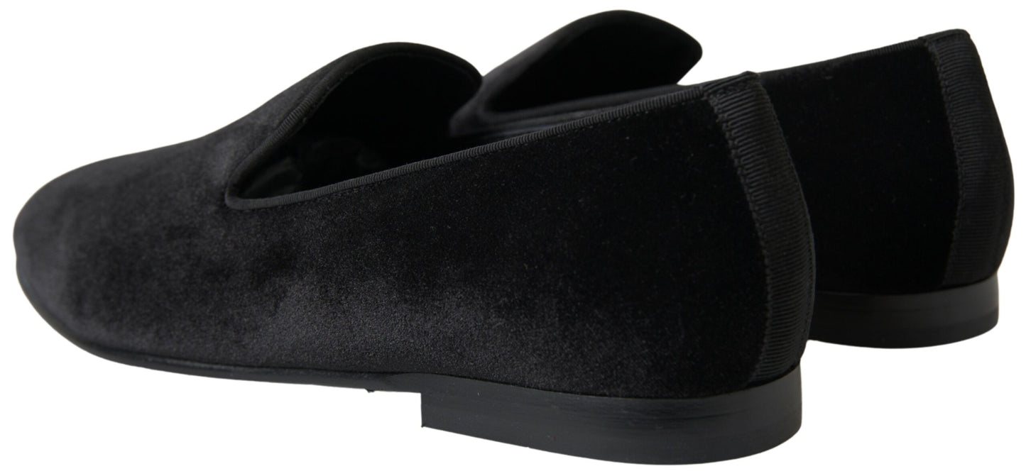 Dolce &amp; Gabbana Elegant Black Velvet Loafers for Men