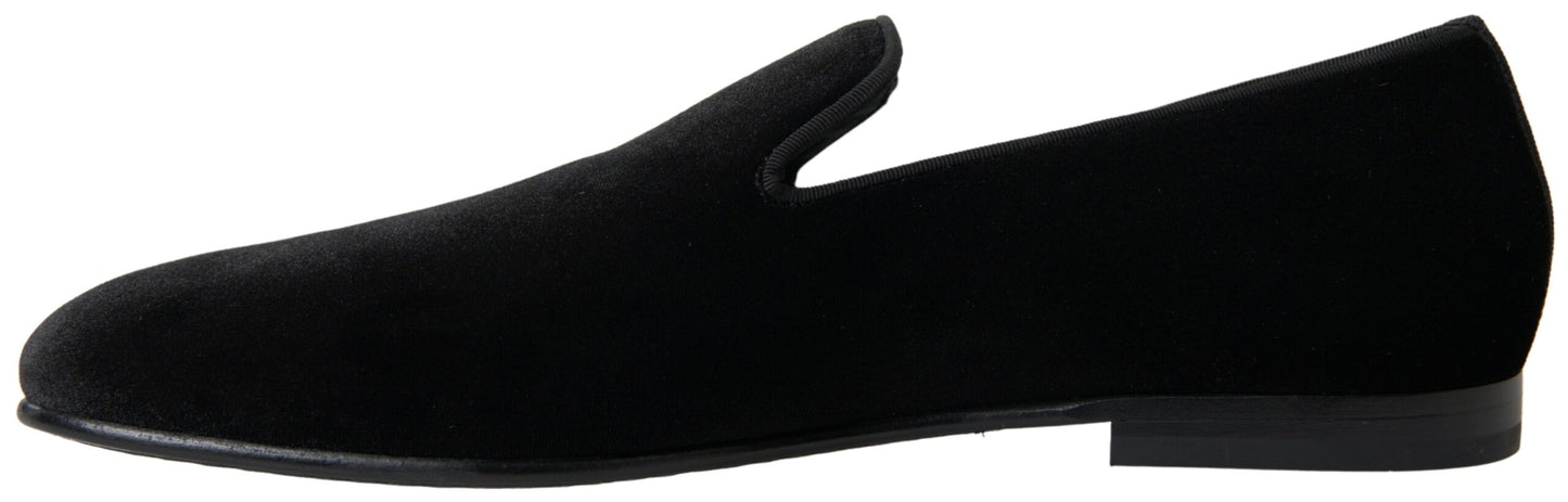 Dolce &amp; Gabbana Elegant Black Velvet Loafers for Men