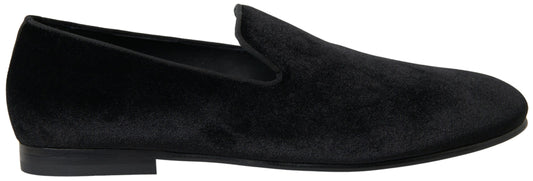 Dolce &amp; Gabbana Elegant Black Velvet Loafers for Men