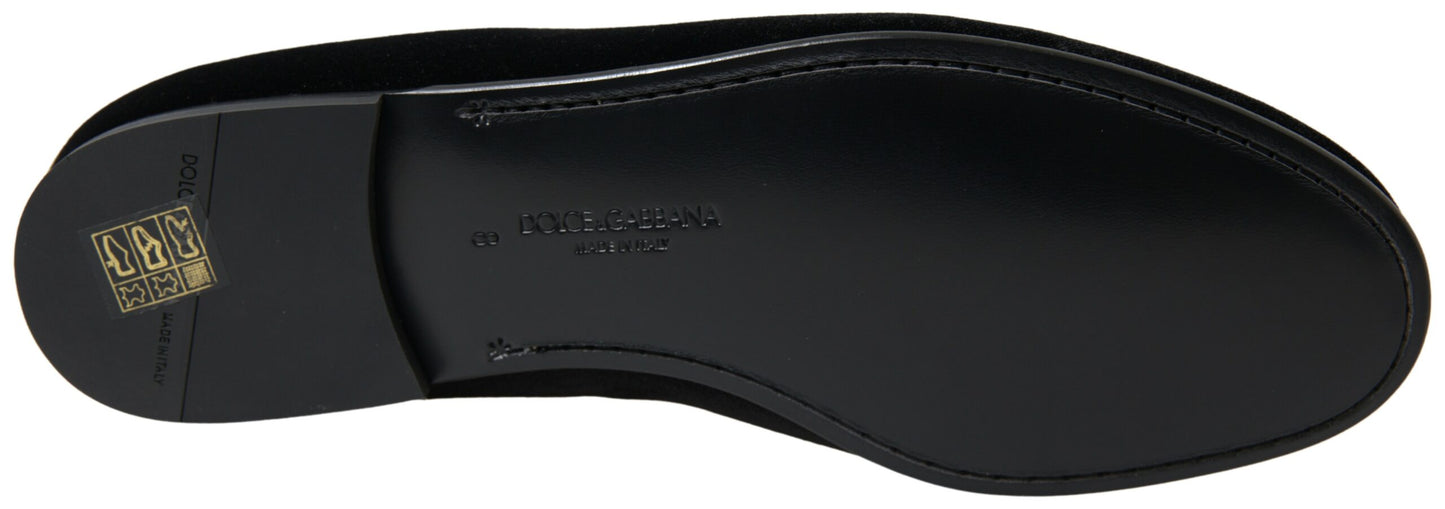 Dolce &amp; Gabbana Elegant Black Velvet Loafers for Men