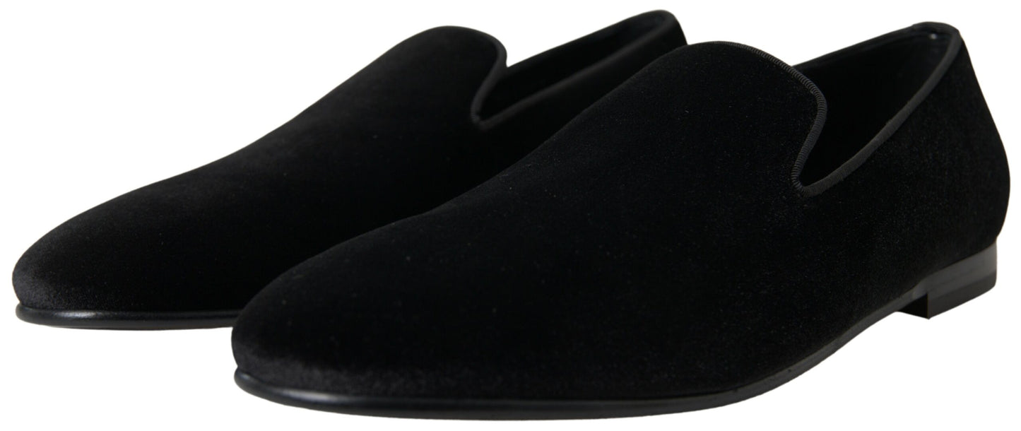 Dolce &amp; Gabbana Elegant Black Velvet Loafers for Men