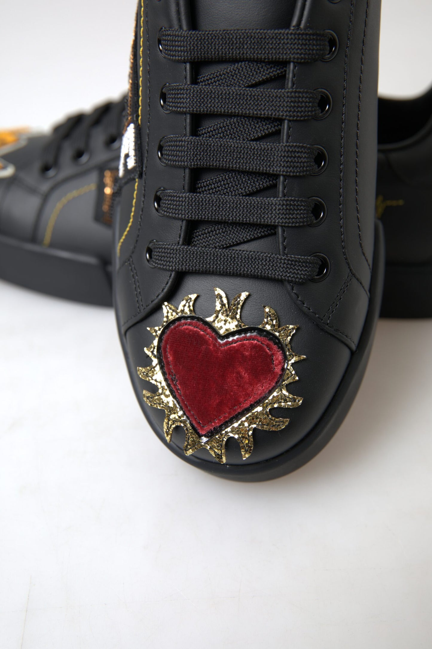 Dolce &amp; Gabbana Elegant Portofino Leather Sneakers - Black Multicolor