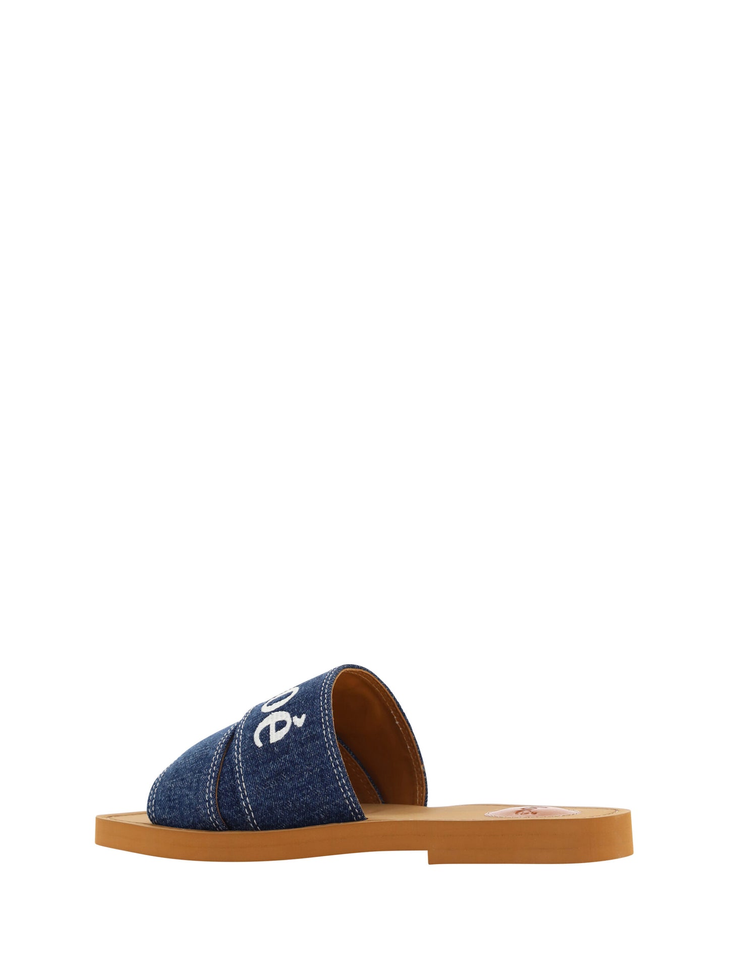 Chloé Lush Cotton Woody Slide Sandals in Denim Blue