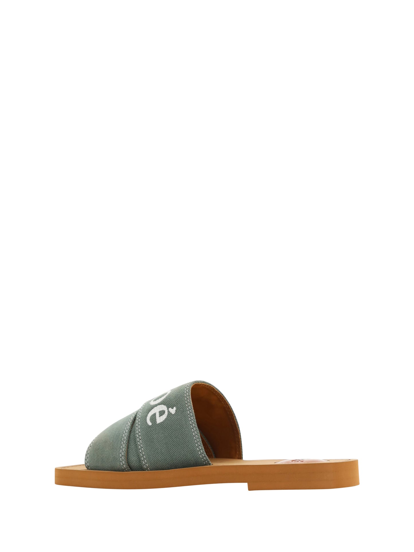 Chloé Elegant slides in forest green cotton