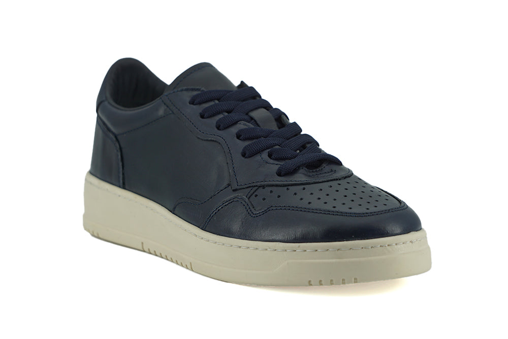 Saxone of Scotland Elegant Navy Leather Sneakers