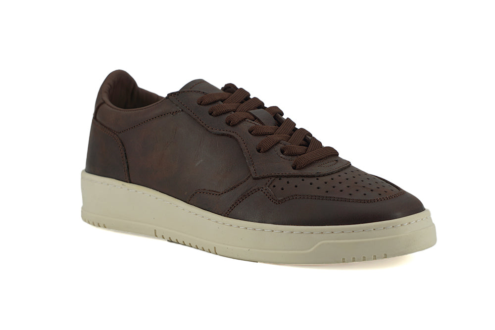 Saxone of Scotland Exclusive Leather-Fabric Sneakers in Brown