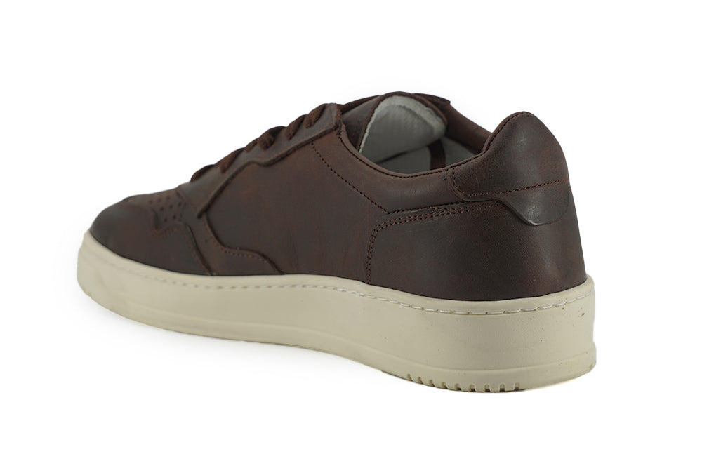 Saxone of Scotland Exclusive Leather-Fabric Sneakers in Brown