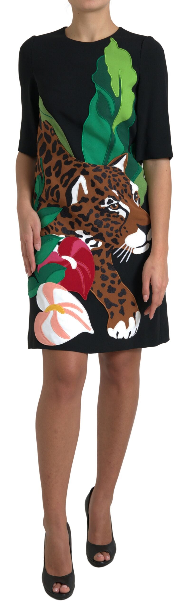 Dolce &amp; Gabbana Elegant sheath dress with jungle motif