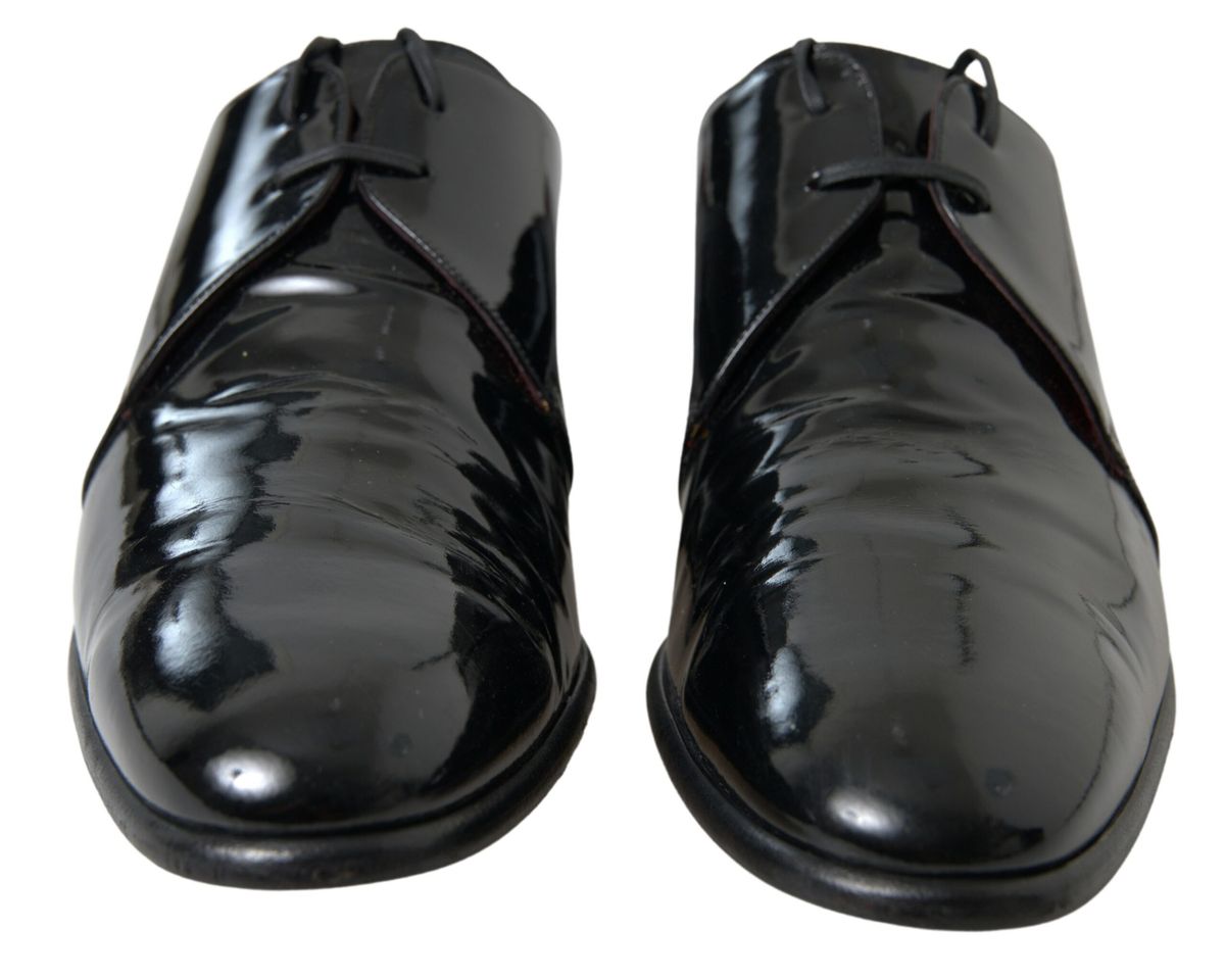 Dolce &amp; Gabbana Elegant Black Patent Leather Formal Men's Shoes