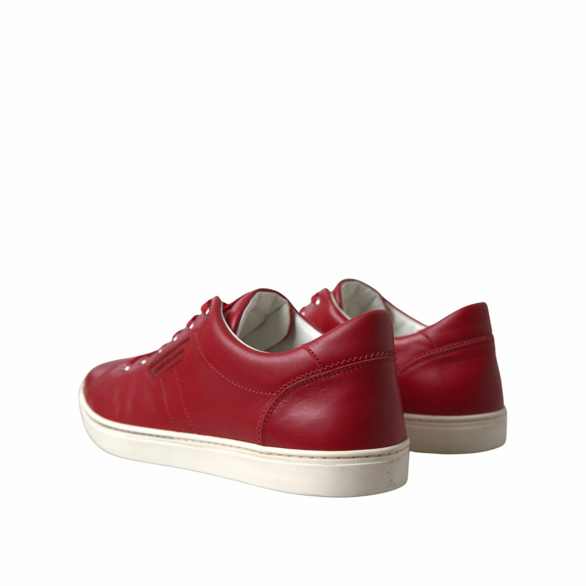 Dolce & Gabbana Elegante rote Leder-Low-Top-Sneakers