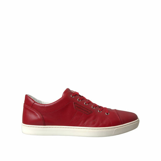 Dolce & Gabbana Elegante rote Leder-Low-Top-Sneakers