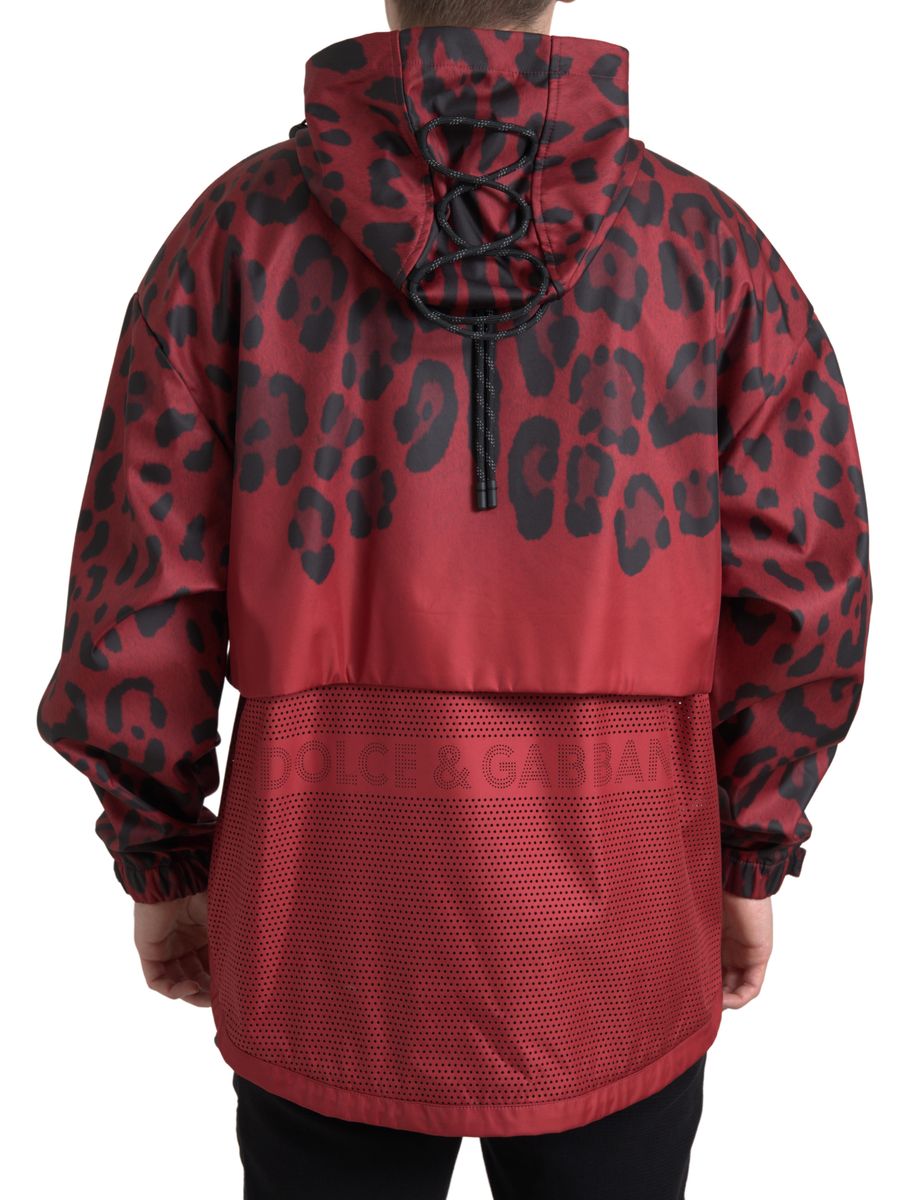 Dolce &amp; Gabbana Bright red leopard print hooded jacket