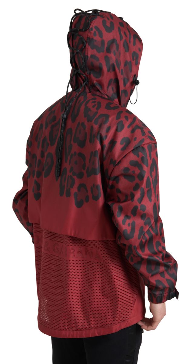 Dolce &amp; Gabbana Bright red leopard print hooded jacket