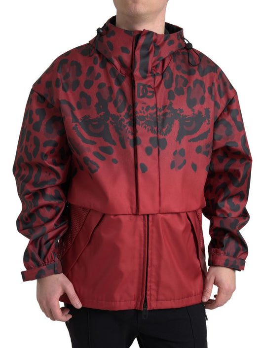 Dolce &amp; Gabbana Bright red leopard print hooded jacket