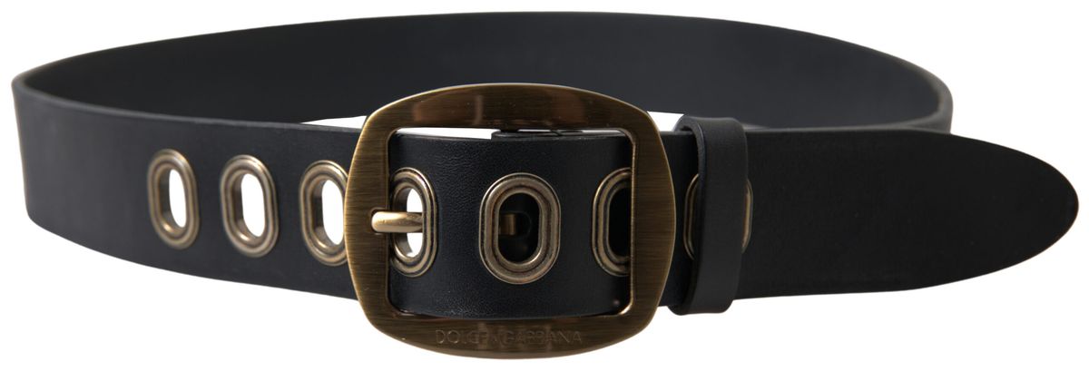 Dolce &amp; Gabbana Slim Italian Leather Belt with Metal Buckle