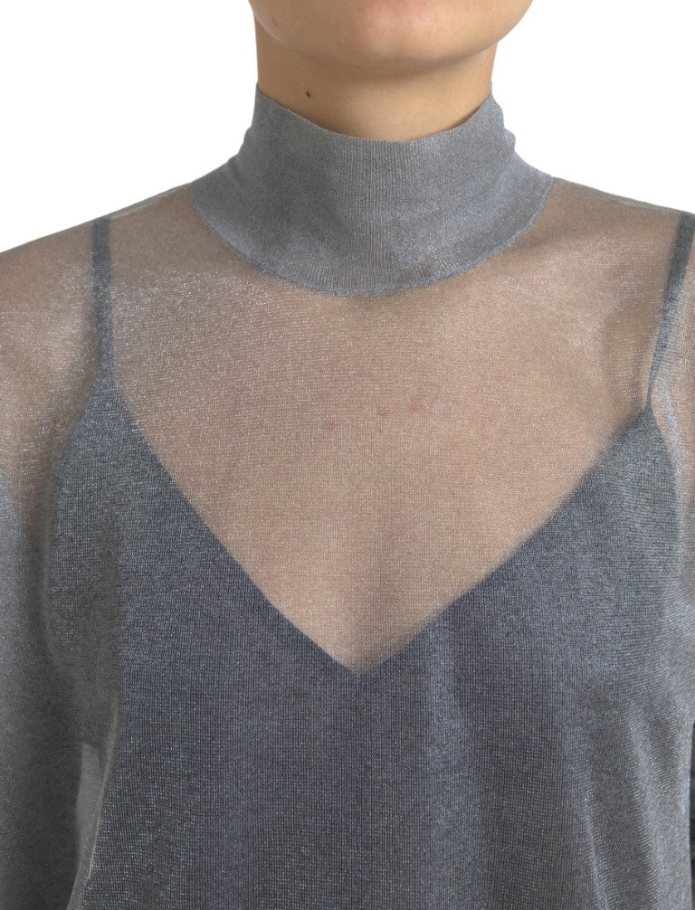 Dolce &amp; Gabbana Elegant grey long-sleeved mesh top