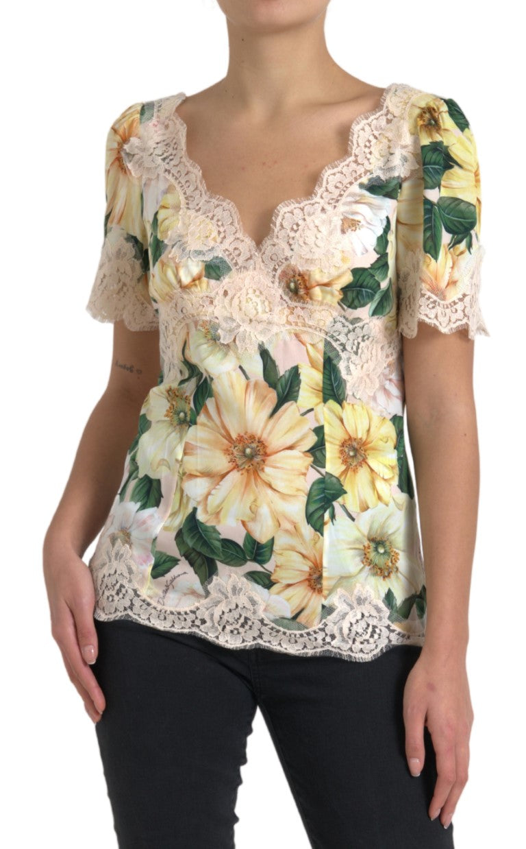 Dolce &amp; Gabbana Elegant silk blouse with floral print