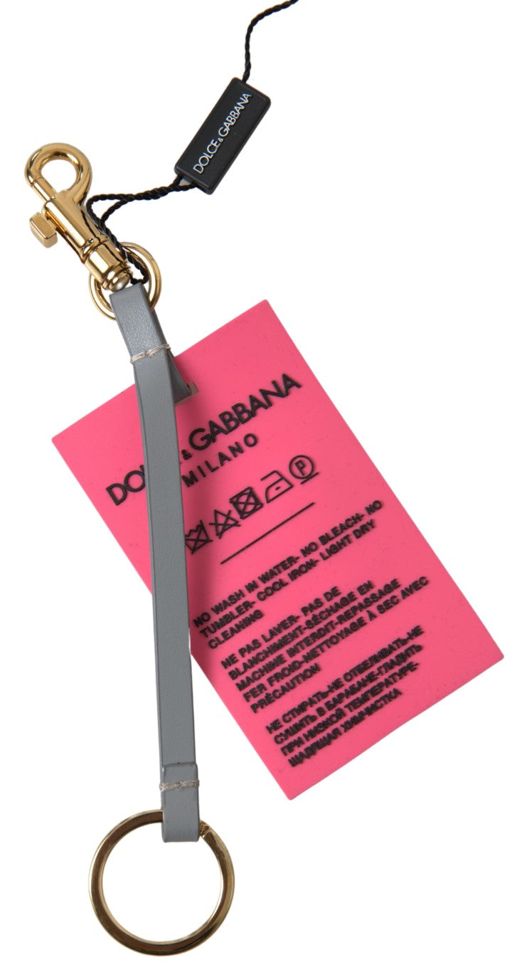 Dolce &amp; Gabbana Chic pink keychain with leather trim