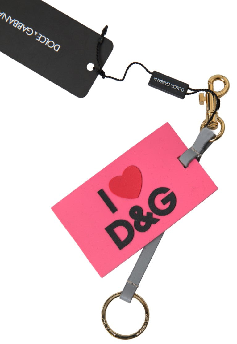 Dolce &amp; Gabbana Chic pink keychain with leather trim