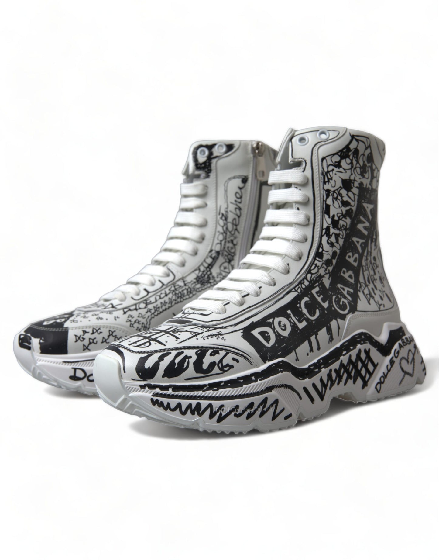 Dolce &amp; Gabbana Daymaster Graffiti Print Mid Top Sneakers